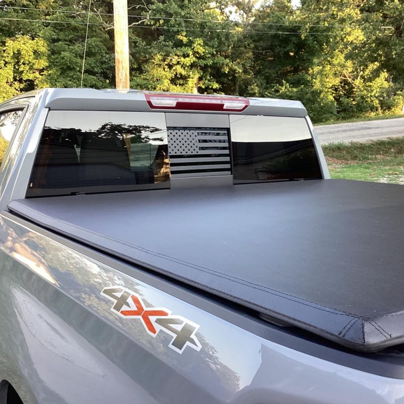 Zxiaochun Rear Middle Window American Flag Decal for Chevy Silverado/GMC Sierra 2019-2022 2023 2024 2025 Back Center Sliding Window USA Flag Vinyl Sticker Exterior Accessories(Matte Black) - Image 4